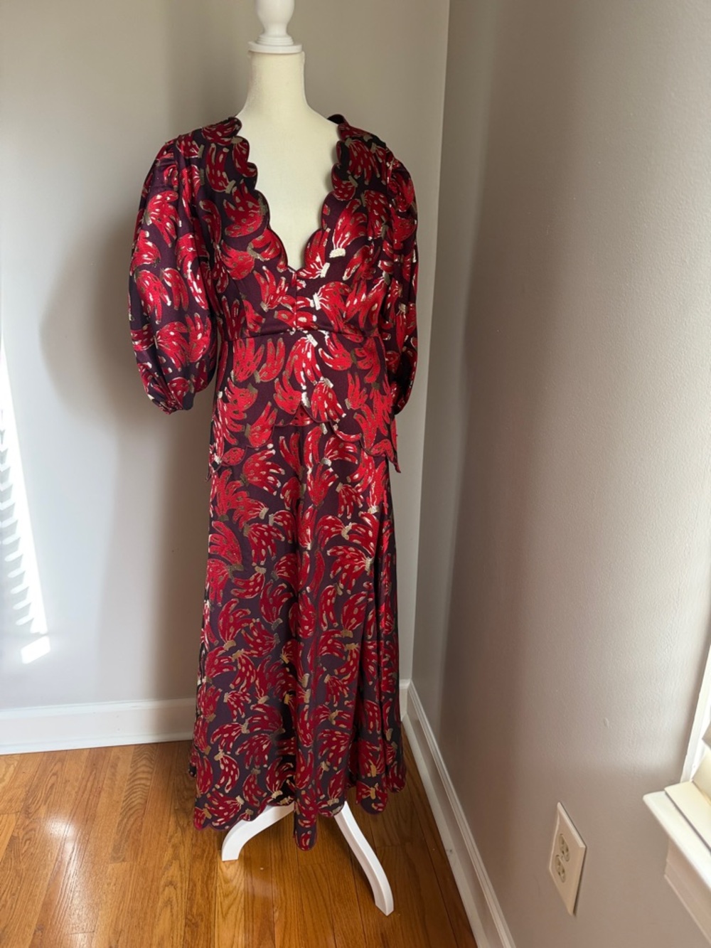 NWT Farm Rio Bossa Banana Metallic Jacquard Maxi Dress - Picture 6 of 10